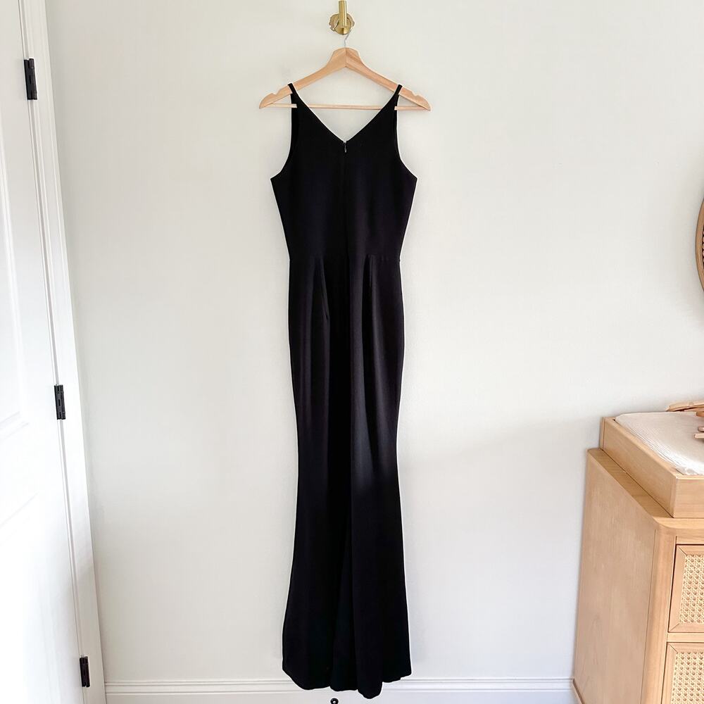 Dress The Population Iris Crepe Plunge V-Neck High Slit Sleeveless Gown Black 6 - Picture 5 of 12
